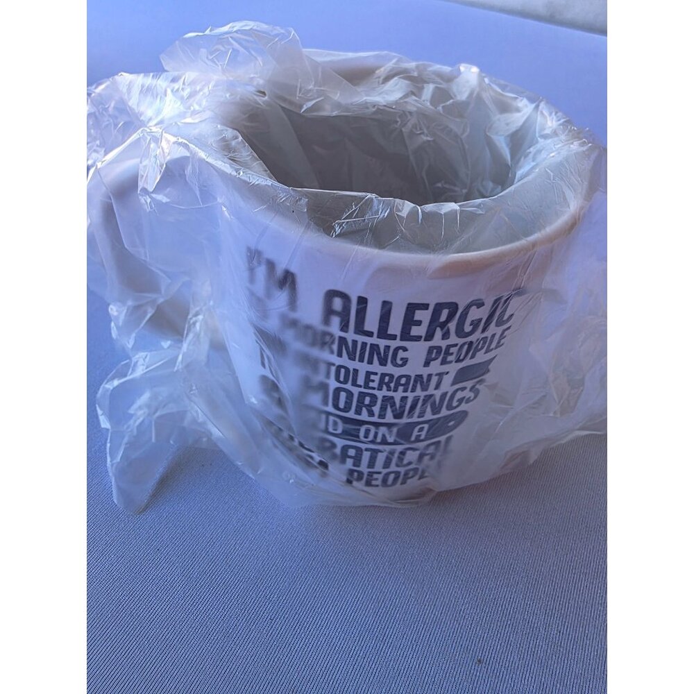 Im Allergic To Morning People Ceramic Coffee Mug 11 Oz White With Black Text - Picture 3 of 4